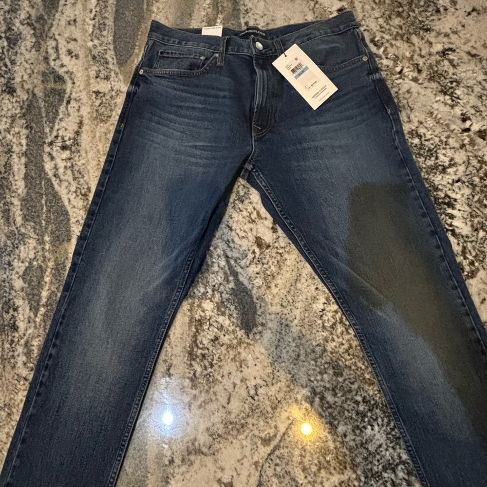 Calvin Klein Men's Dark Blue Straight Jeans